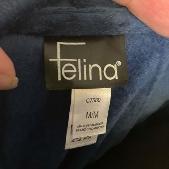 Felina Hoodie Zip-Up Blue Velour Size Medium - Picture 2 of 8